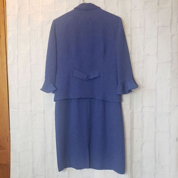 COLDWATER CREEK 2PC Dress & Jacket Suit Set Paisley Blue 6 Petite - Picture 7 of 11